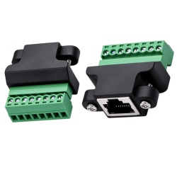 Industrial RJ45 Female Jack With Mounting Ears,8P Screw Terminal Toolless Pass‑Through Adapter,T568B Wiring,POE Supported Industrial Ethernet Connector