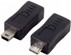 Mini USB Male to Micro USB 5pin Female & Mini Female to Micro Male Extension Adapter Black
