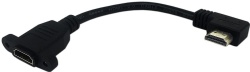 6inch High Speed HDMI 2.0 Right Angle HDMI Male to Female Extension Cable with Screw Hole Panel Mount Support 4K 60Hz Resolution for Blu