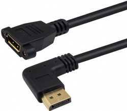 90 Degree Displayport to Displayport Extension Cable with Screw Hole Panel Mount, 12inch/30cm