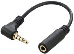 90 Degree Right Angled 3.5mm 4 Poles Audio Stereo Male to Female Extension Cable 10cm Black