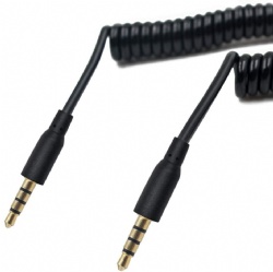 4 Pole 3.5mm TRRS Male to Male Audio Coiled Cable Aux Cord
