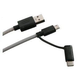 2 in 1 multi usb type c/micro usb power charge cable
