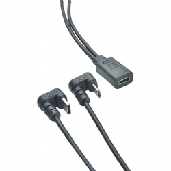 USB C female to Micro usb male U shape angle with USB Type C male u shape angle Y splitter cable