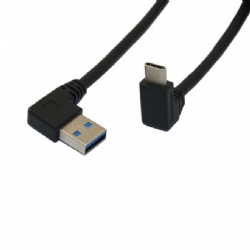 right angle USB C male to up angle USB A male power charge cable