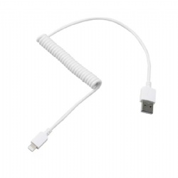 white color usb spring 8pin for phone power charge cable