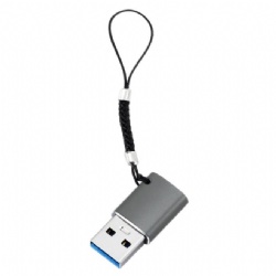 Metal colorful USB Type C female to USB 3.0 A male OTG Data power charge adapter with keychain