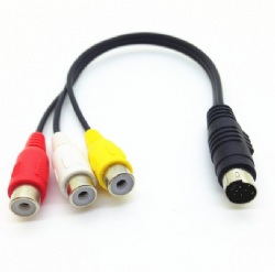 30cm black color top quality cabletolink factory MD7PIN Male to 3RCA Female stereo aux cable
