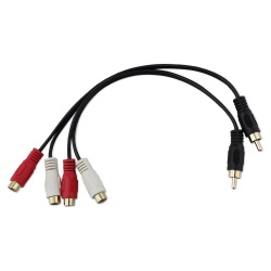 Male to 2 Female RCA Speaker Splitter Cable Adapter