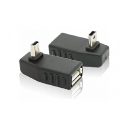90 Degree Down Anlgle USB Female to Mini USB Male OTG Adapter for Car AUX Tablet Music