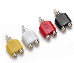 RCA Y Splitter Adapter Two Female to Male for Video Audio TV AV Cable Convert