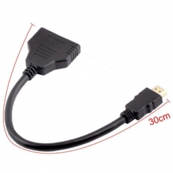 HDMI Male to Dual HDMI Female 1 to 2 Way, Support Two TVs at The Same Time, Signal One in, Two Out 30cm