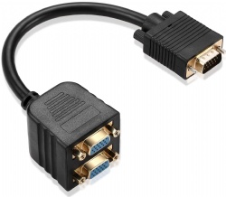 VGA Splitter Cable 1 Male to 2 Female Adapter Monitor Y Splitter Cable 25cm Black Can't Connect Two at The Same time