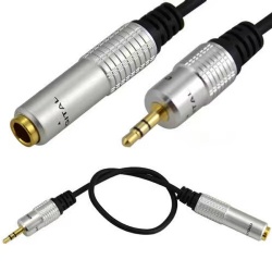 6.5mm female to 3.5mm male stereo aux adapter cable