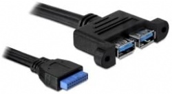 Dual Port USB 3.0 Female Panel Type to Motherboard 20Pin Header Cable 50cm