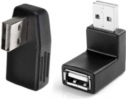 USB 2.0 A Type Male to Female Extension Adapter Horizontal Vertical Angled 90 Degree Reversible Design