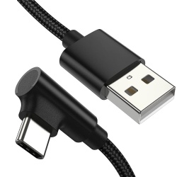 90 Degree USB A to USB Type C Cord Short 3A Compatible with Samsung