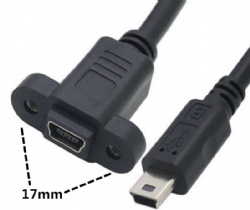 mini usb 5pin male to mini usb 5pin female with panel mount screw cable