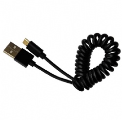 spring micro usb 5pin male to USB 2.0 A male data transfer power charge cable