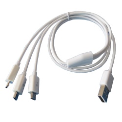 3*micro usb 5pin male to USB 2.0 A male power charge cable
