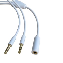 50cm black/white 3.5mm female to Double 3.5mm male Y splitter cable