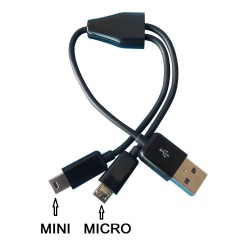 30cm USB 2.0 A Male to Mini usb 5pin male/micro usb male Y splitter cable