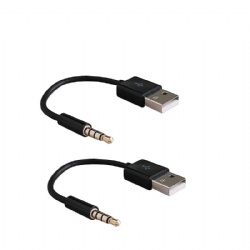10cm black/white color USB 2.0 A male to 3.5mm stereo audio cable