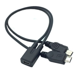 Mini usb 5pin female to Micro usb 5pin male with mini usb 5pin  male Y splitter cable
