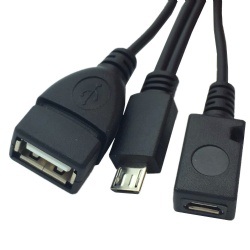 2 in 1 multi USB A female to Micro usb 5pin/micro usb 5pin female Y splitter cable
