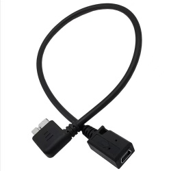 angle Micro usb 3.0 B male to USB Mini 5pin female otg cable 30cm black color
