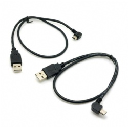 50cm Black Angle Mini usb 5pin male to USB 2.0 A male data transfer power charge cable cabletolink factory