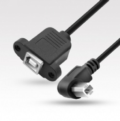 90 degree USB B male to USB B female with panel mount screw cable