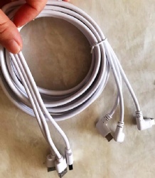 3*USB 2.0 A male to 3*Right angle USB C male power charge cable 3m 20AWG*2C