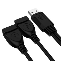 USB A 2.0 Male to Dual USB Female Jack Y Splitter Charging Cable for Laptop/Car/Data Transmission/Charging