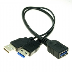 USB 3.0 A female to Double USB 2.0 A male Y splitter cable