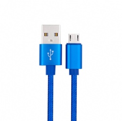 Nylon briad Blue color Micro usb 5pin power charge cable