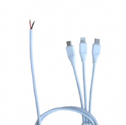 white color 3 in 1 Micro usb 5pin male/USB C male/USB 8PIN Male to open cable 1m cabletolink factory