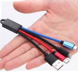 coloful 3 in 1 nylon braid multi usb power charge cable 35cm cabletolink