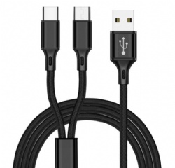 2 in 1 Multi usb 2.0 A male to Micro usb 5pin/USB C male power charge cable 2021 cabletolink
