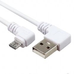 White color short 90 degree right angle Micro usb 5pin male to USB 2.0 A male data transfer power charge cable