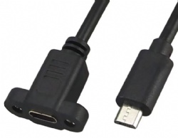 Micro usb 5pin male to Micro usb 5pin female with panel mount screw cable