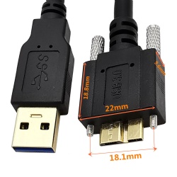 1m/3.3ft Micro usb 3.0 B male with panel mount screw  data power charge cable