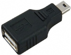 USB 2.0 Type A to Mini USB 5-Pin Type B Female/Male Adapter Black