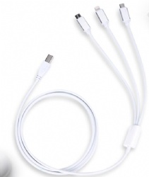 3 in 1 multi USB B male to micro usb 5pin/usb c male/usb 8pin male power charge cable