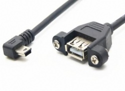 angle mini usb 5pin male to USB 2.0 A female with panel mount screw cable top quality cabletolink factory