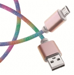 glitter rainbow colorful Micro usb 5pin male to USB 2.0 A male data transfer power charge cable 480mbps top quality cabletolink