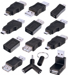 OTG USB Mini Micro Male to Female Connector Adapter Converter, Support Data Sync and Charging, 13 Pieces