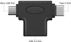 Multifunction 2-in-1 USB 3.0 to Micro USB and Type C Adapter USB OTG Adapter Converter