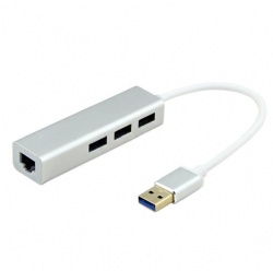 3-Port USB 3.0 Hub with RJ45 10/100/1000 Gigabit Ethernet Adapter Converter LAN Wired USB Network Adapter for Ultrabooks