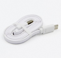 Flat White USB C male to USB A power charge data transfer cable